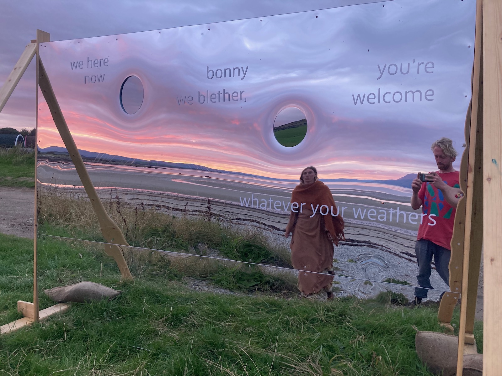 community artworks by artist luke winter for reflect project installed at community forrest and ettrick bay